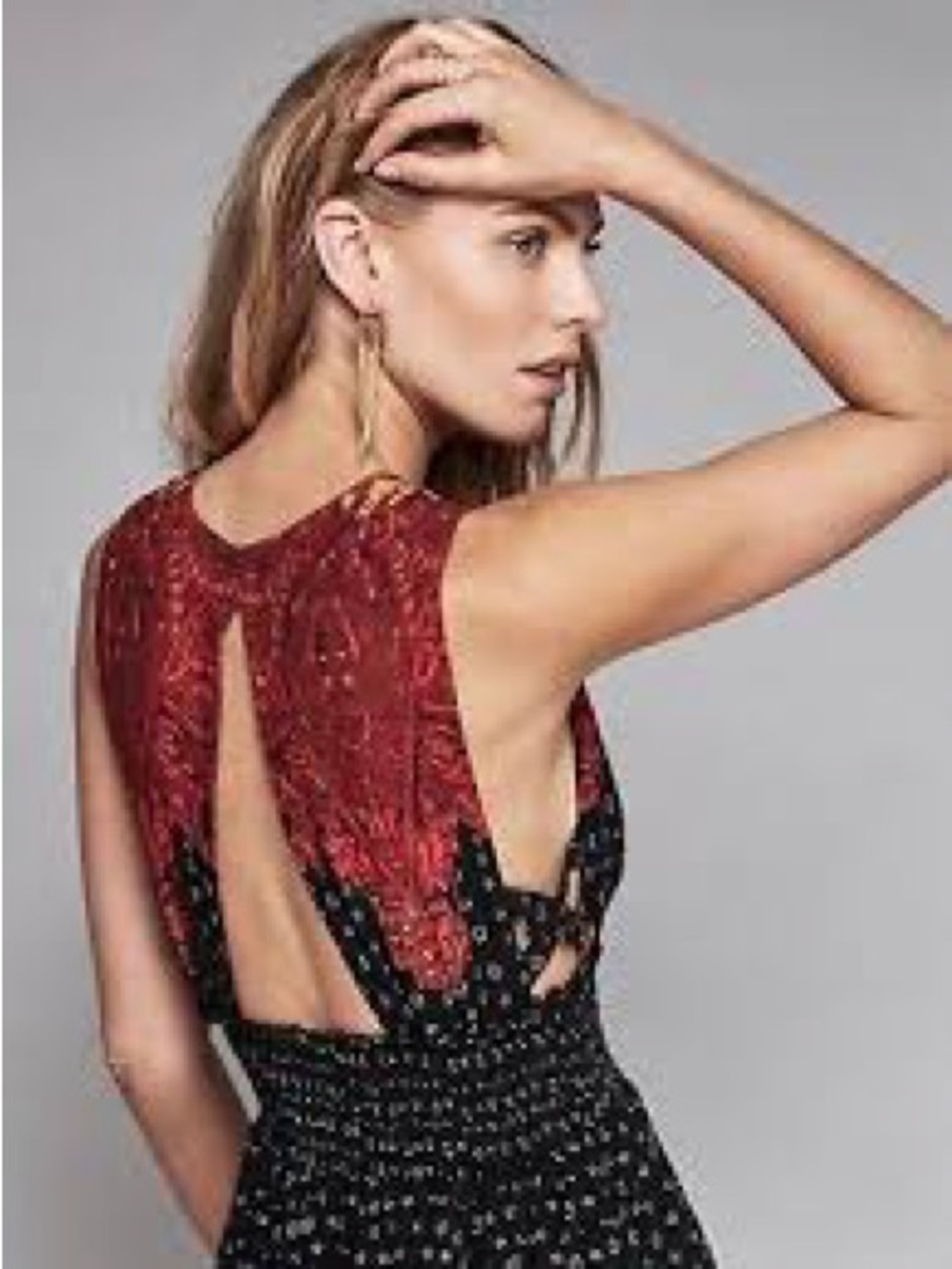 Free People Walking Through My Dreams Mini Dress Black Red Boho Small
